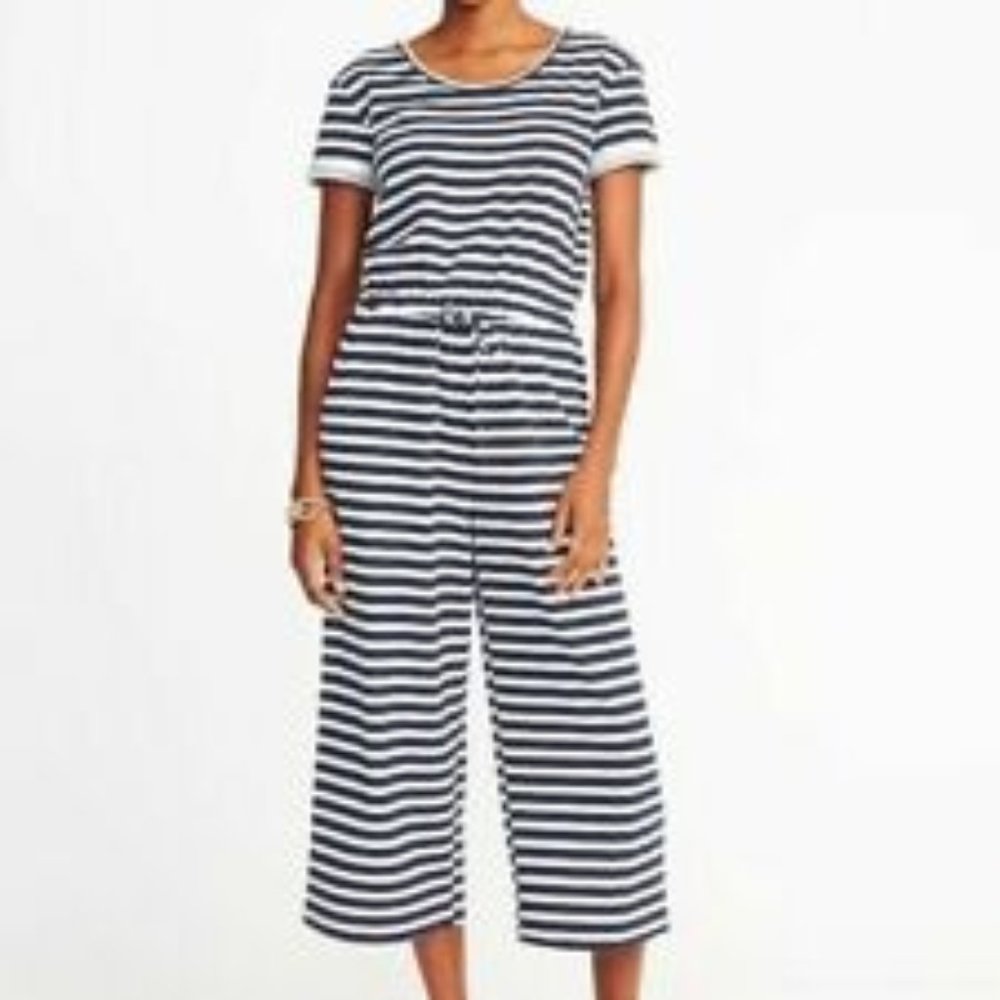 Old Navy Cropped Striped Jumpsuit